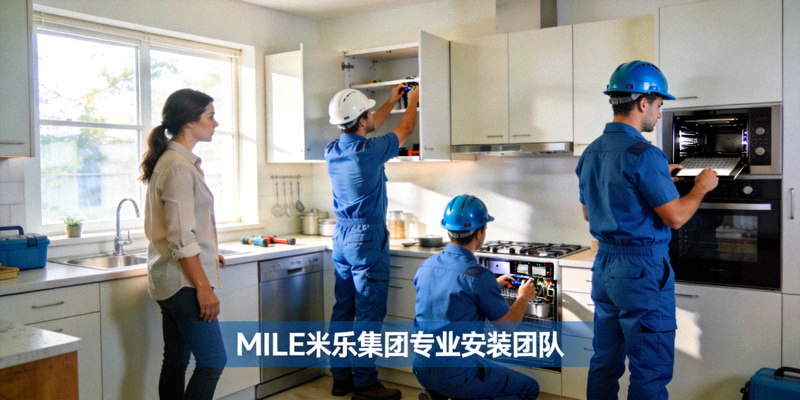 MILE米乐集团专业安装团队为客户进行厨房安装